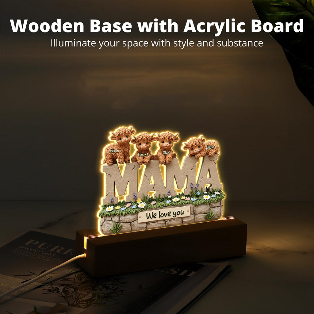 Cute Highland Cow Mama - Personalized Mother Custom Shaped Acrylic Plaque