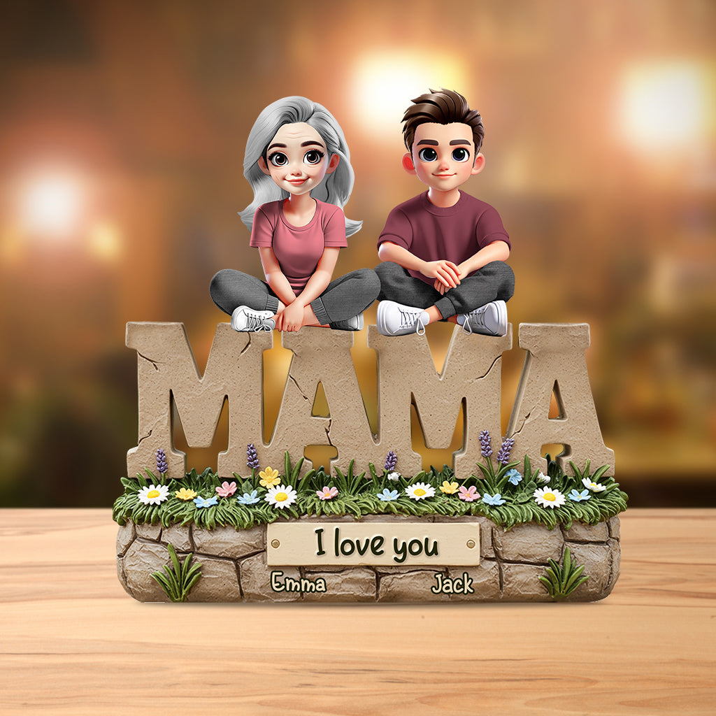 We Love You Mama - Personalized Mother Custom Shaped Acrylic Plaque