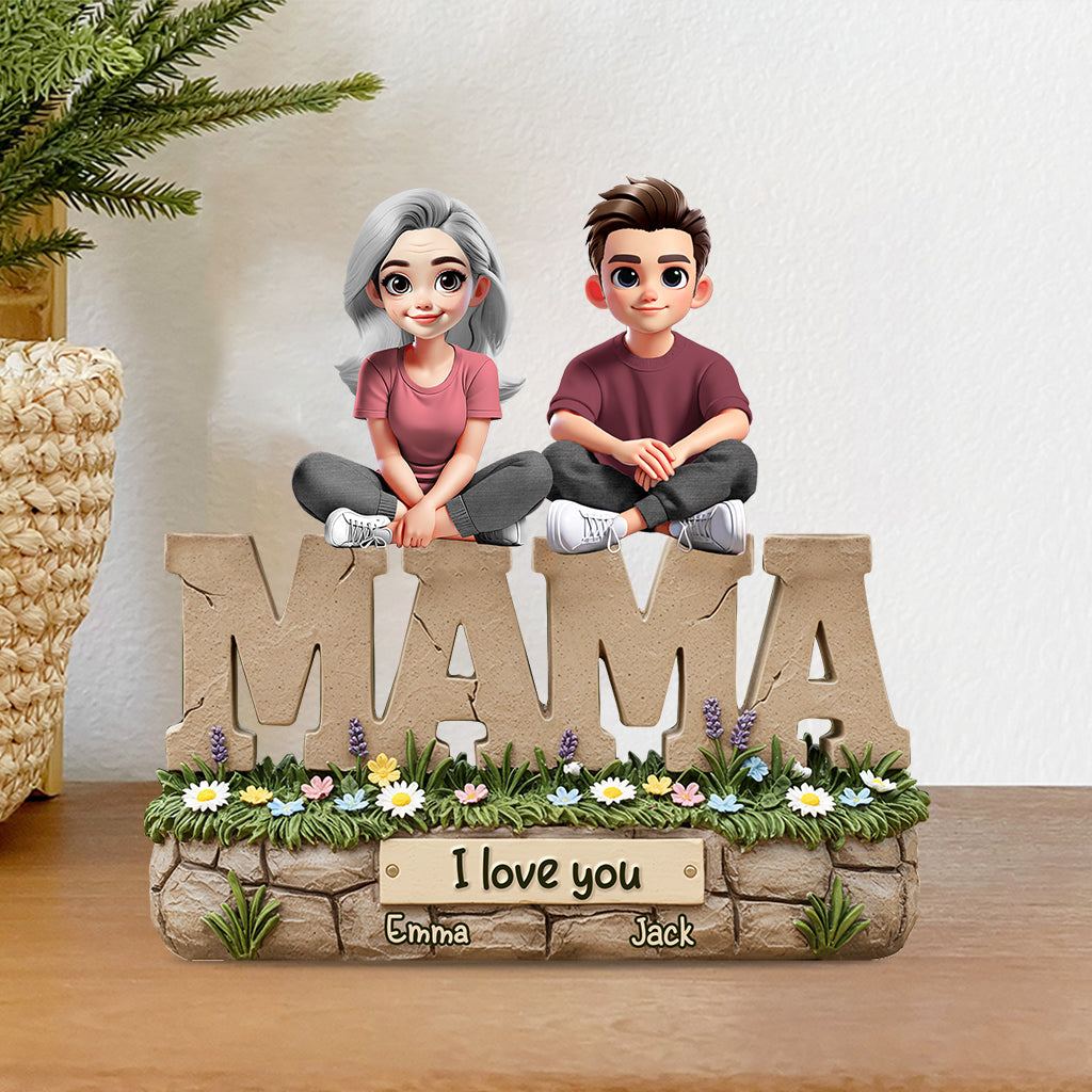 We Love You Mama - Personalized Mother Custom Shaped Acrylic Plaque