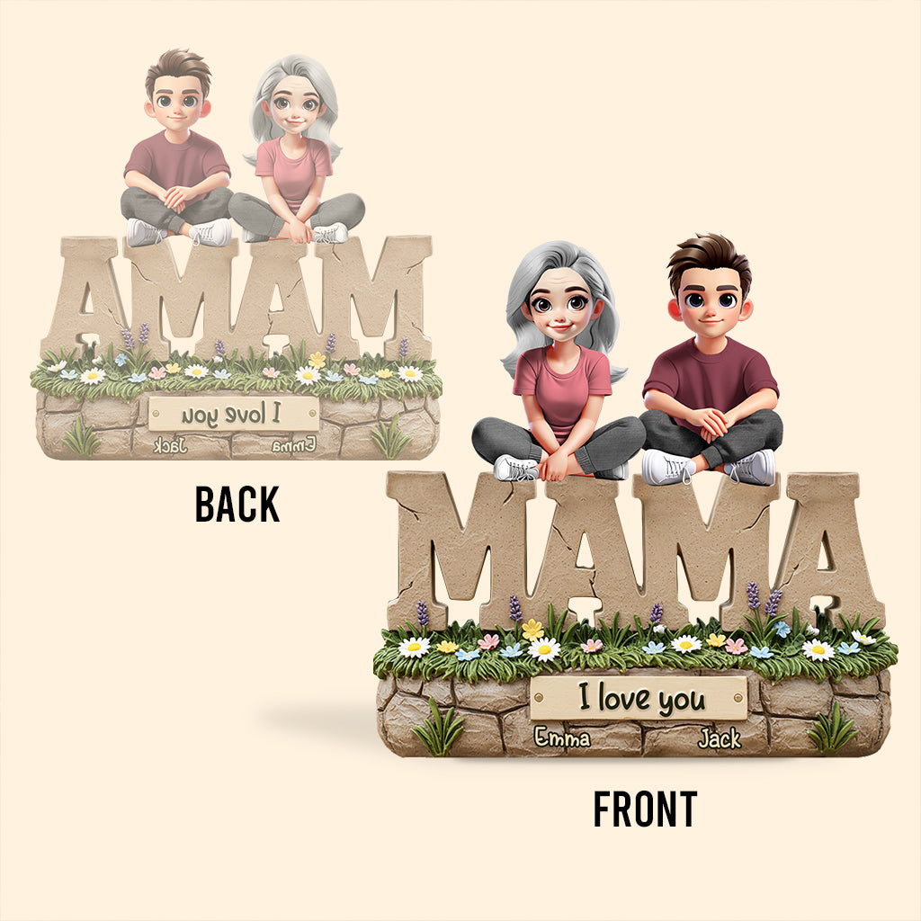 We Love You Mama - Personalized Mother Custom Shaped Acrylic Plaque