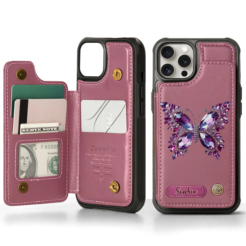 Beautiful Butterfly - Personalized Butterfly Wallet Phone Case