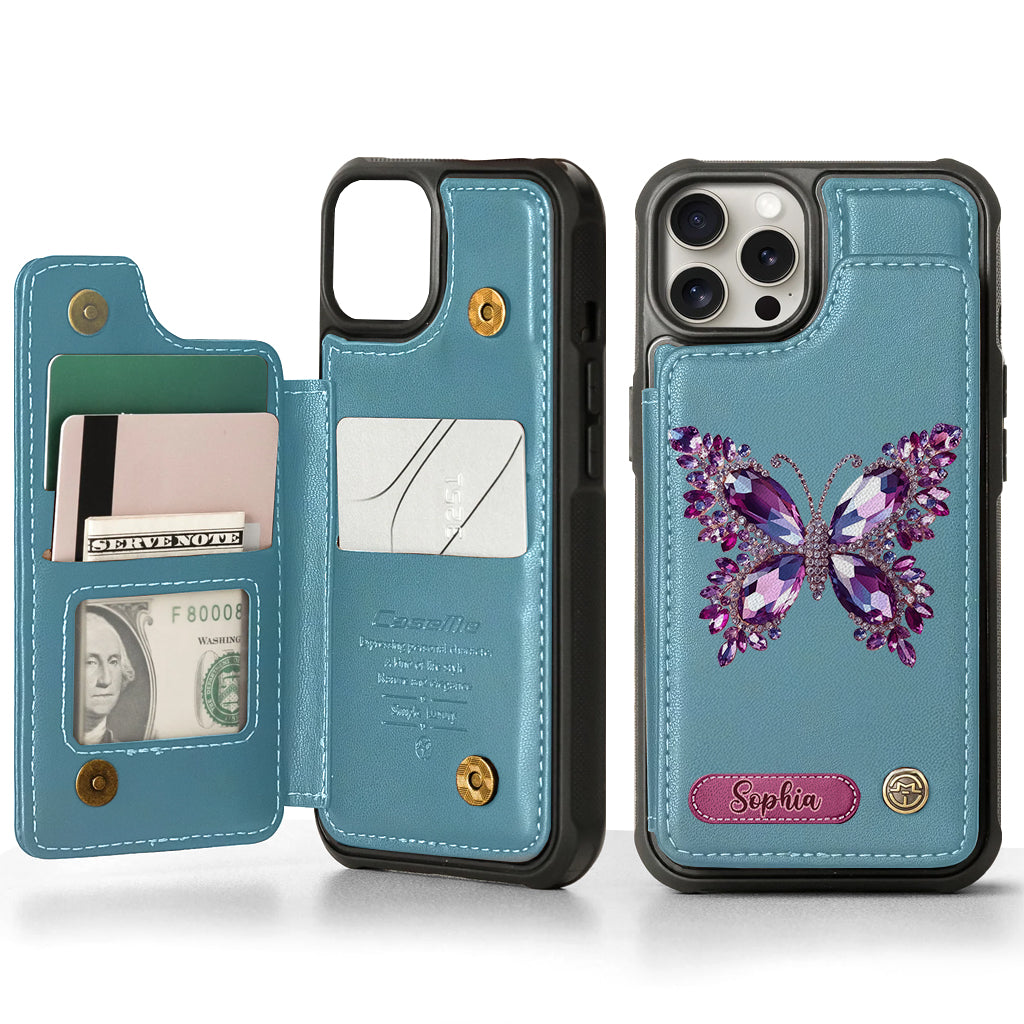 Beautiful Butterfly - Personalized Butterfly Wallet Phone Case