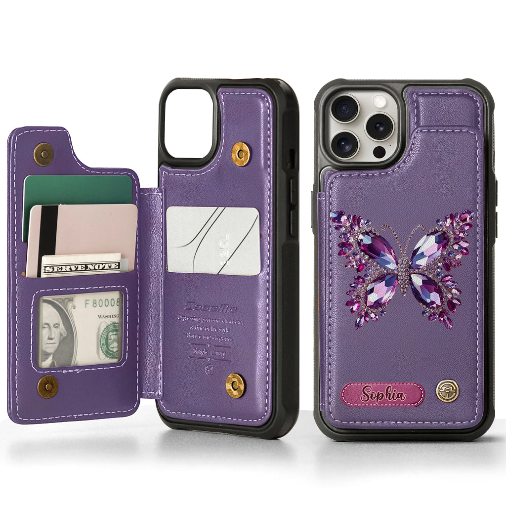 Beautiful Butterfly - Personalized Butterfly Wallet Phone Case