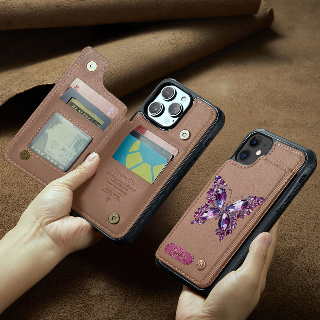 Beautiful Butterfly - Personalized Butterfly Wallet Phone Case
