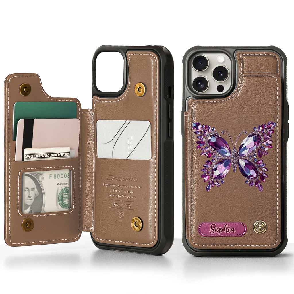 Beautiful Butterfly - Personalized Butterfly Wallet Phone Case