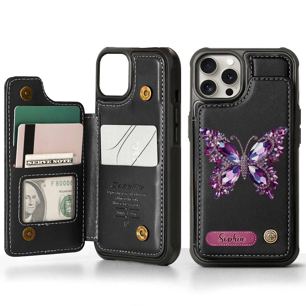 Beautiful Butterfly - Personalized Butterfly Wallet Phone Case