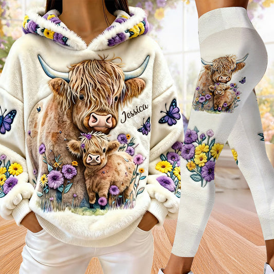 Love Highland Cow - Personalized Highland Cow Hoodie and Leggings