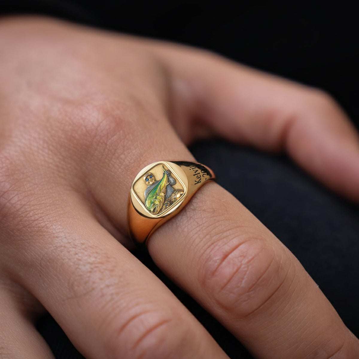 Gone Fishing - Personalized Fishing Signet Ring