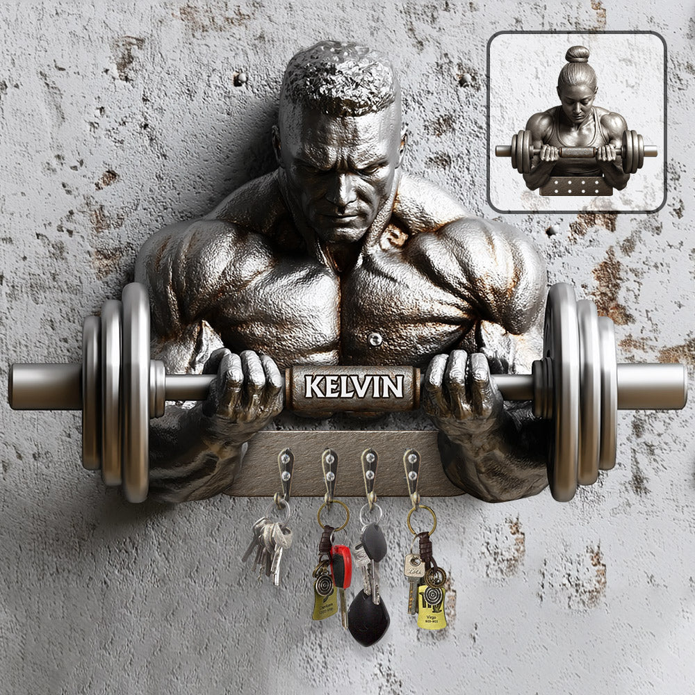 No Pain No Gain - Personalized Fitness Custom Shaped Key Rack