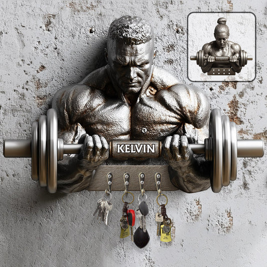 No Pain No Gain - Personalized Fitness Custom Shaped Key Rack