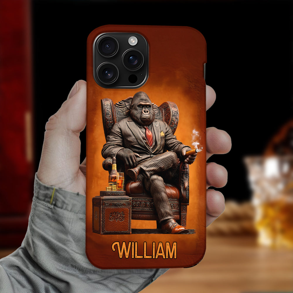 Whiskey & Cigar Gorilla - Personalized Whisky Full Print Phone Case