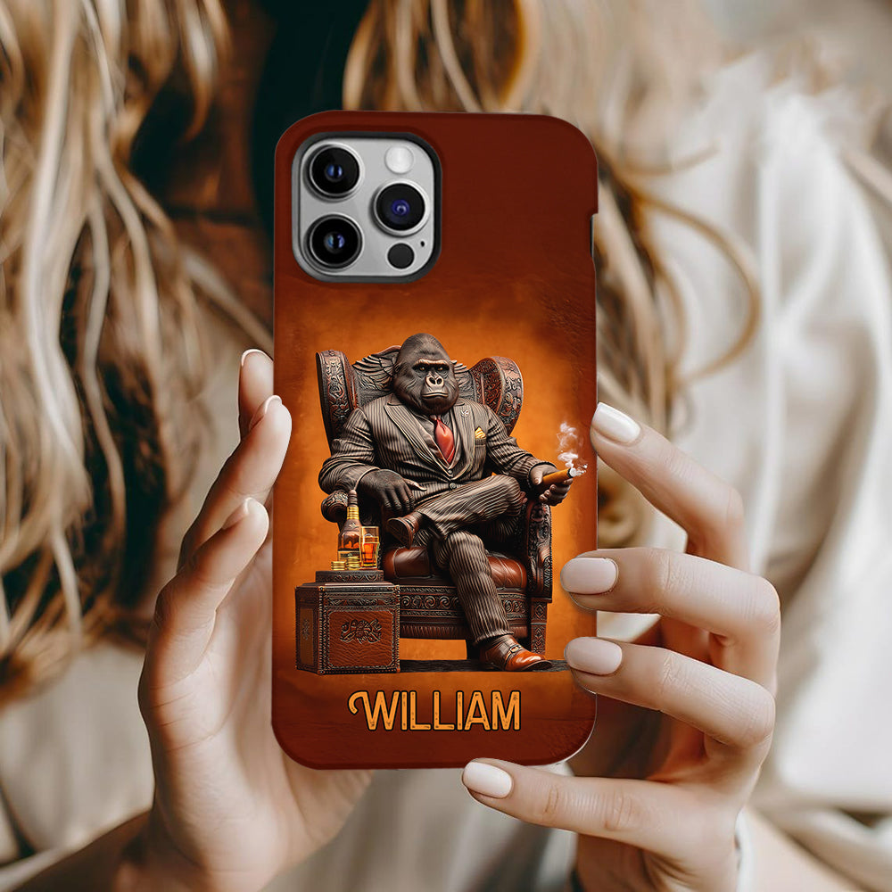 Whiskey & Cigar Gorilla - Personalized Whisky Full Print Phone Case