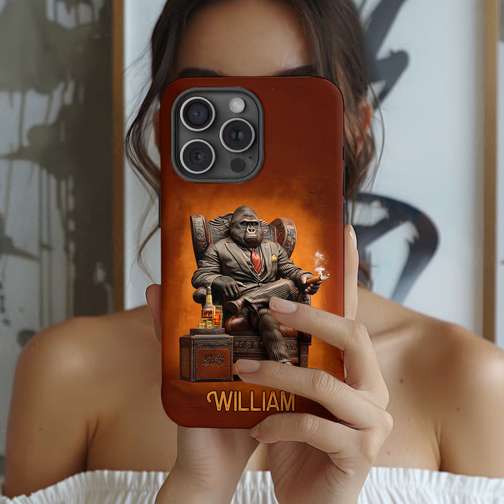 Whiskey & Cigar Gorilla - Personalized Whisky Full Print Phone Case