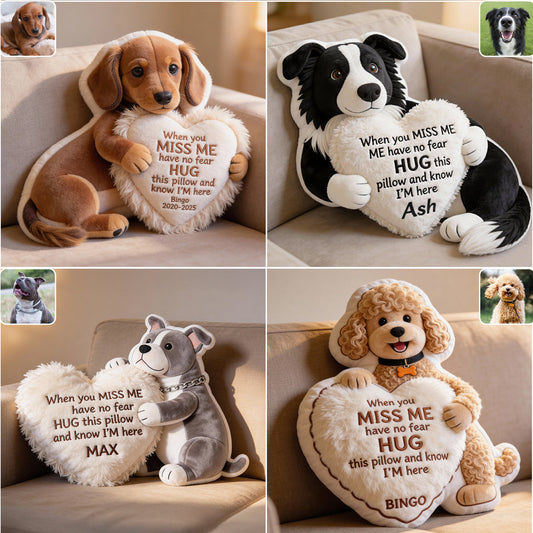 Custom From Photo - When You Miss Me - Personalized Memorial Faux Fur Shaped Pillow