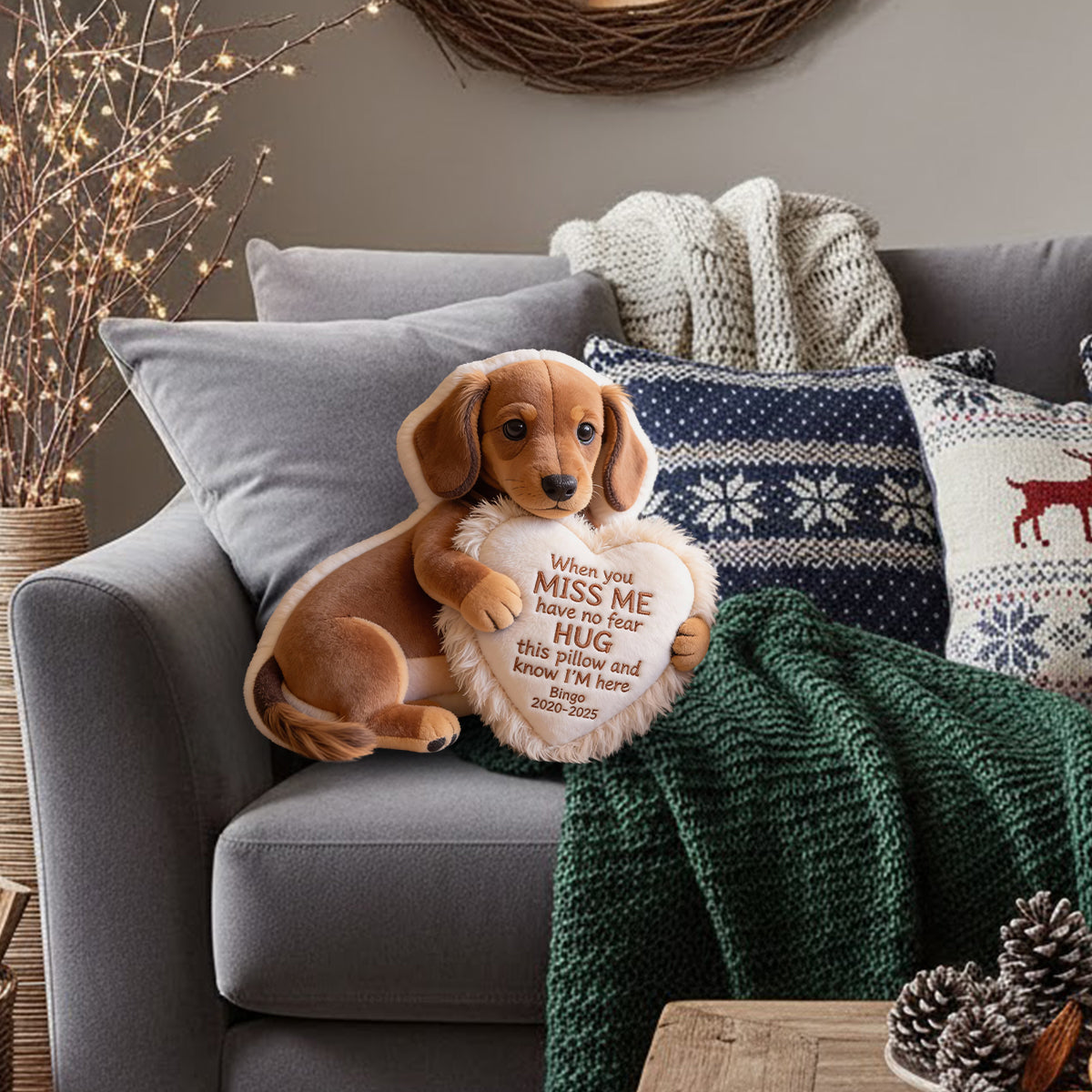 Custom From Photo - When You Miss Me - Personalized Memorial Faux Fur Shaped Pillow