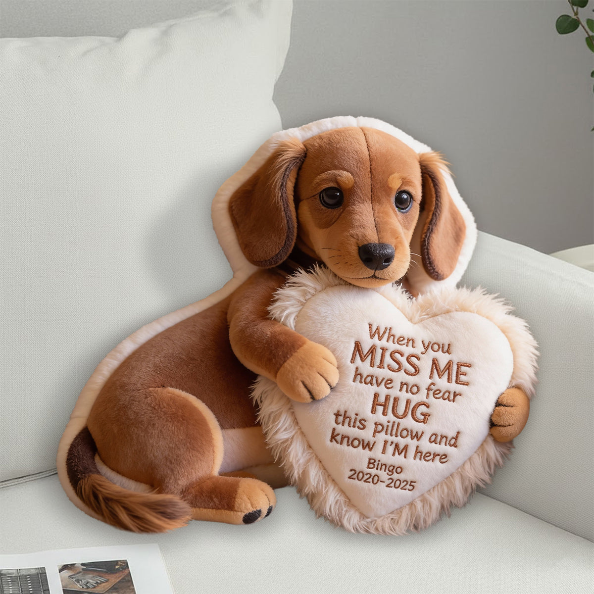 Custom From Photo - When You Miss Me - Personalized Memorial Faux Fur Shaped Pillow