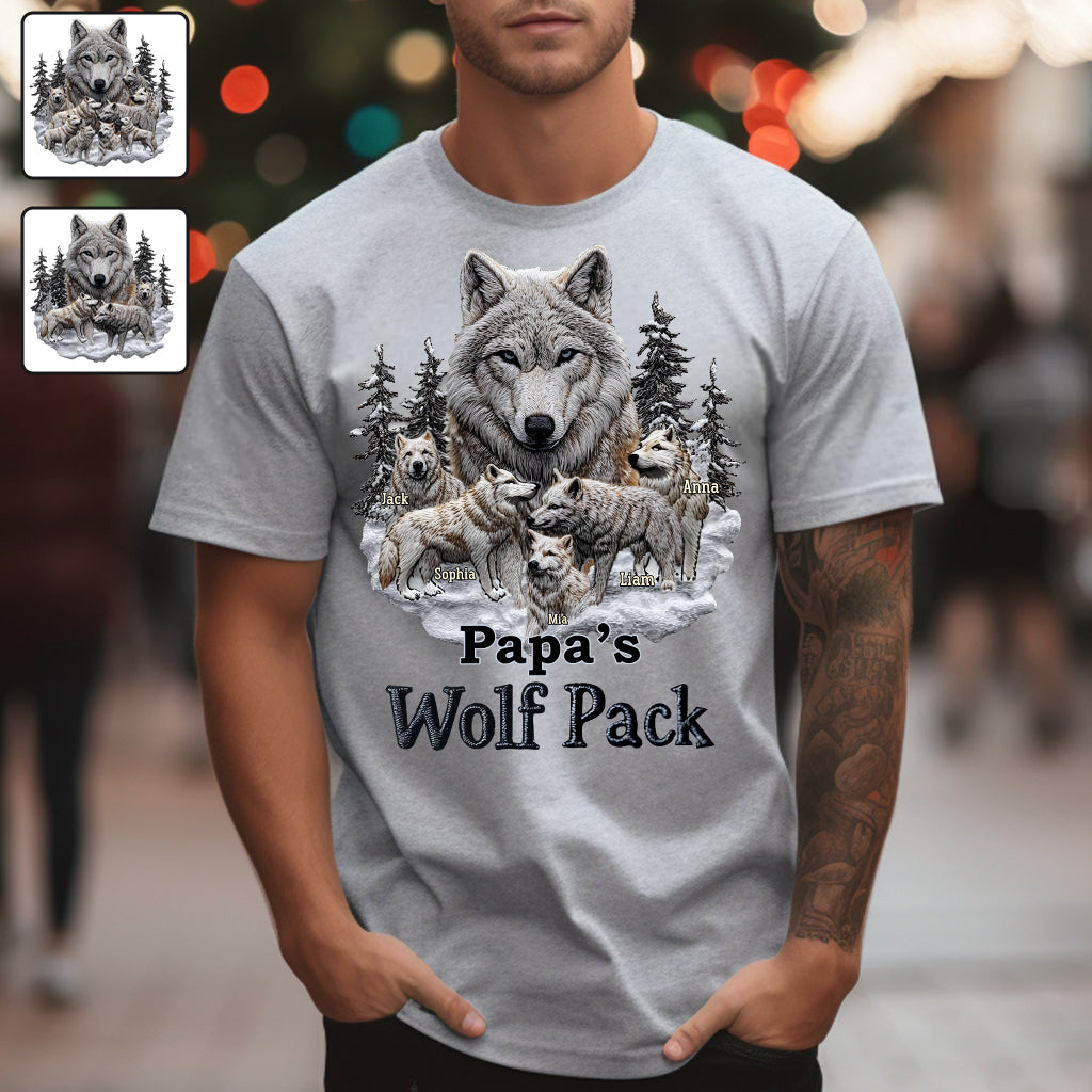 Papa's Wolf Pack - Personalized Father T-shirt And Hoodie