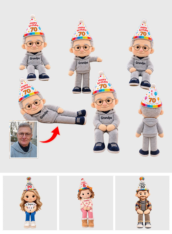 Custom Any Photo - Personalized Birthday Posable Plush Doll