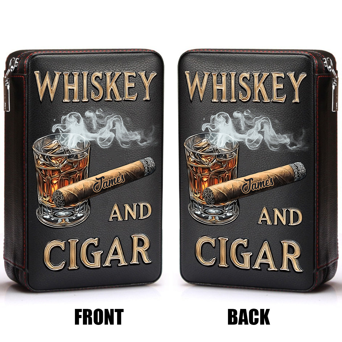 Whiskey And Cigar - Personalized Whisky Travel Cigar Humidor Case