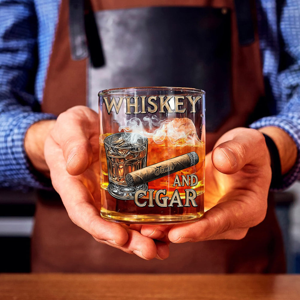 Whiskey And Cigar - Personalized Whisky Glass