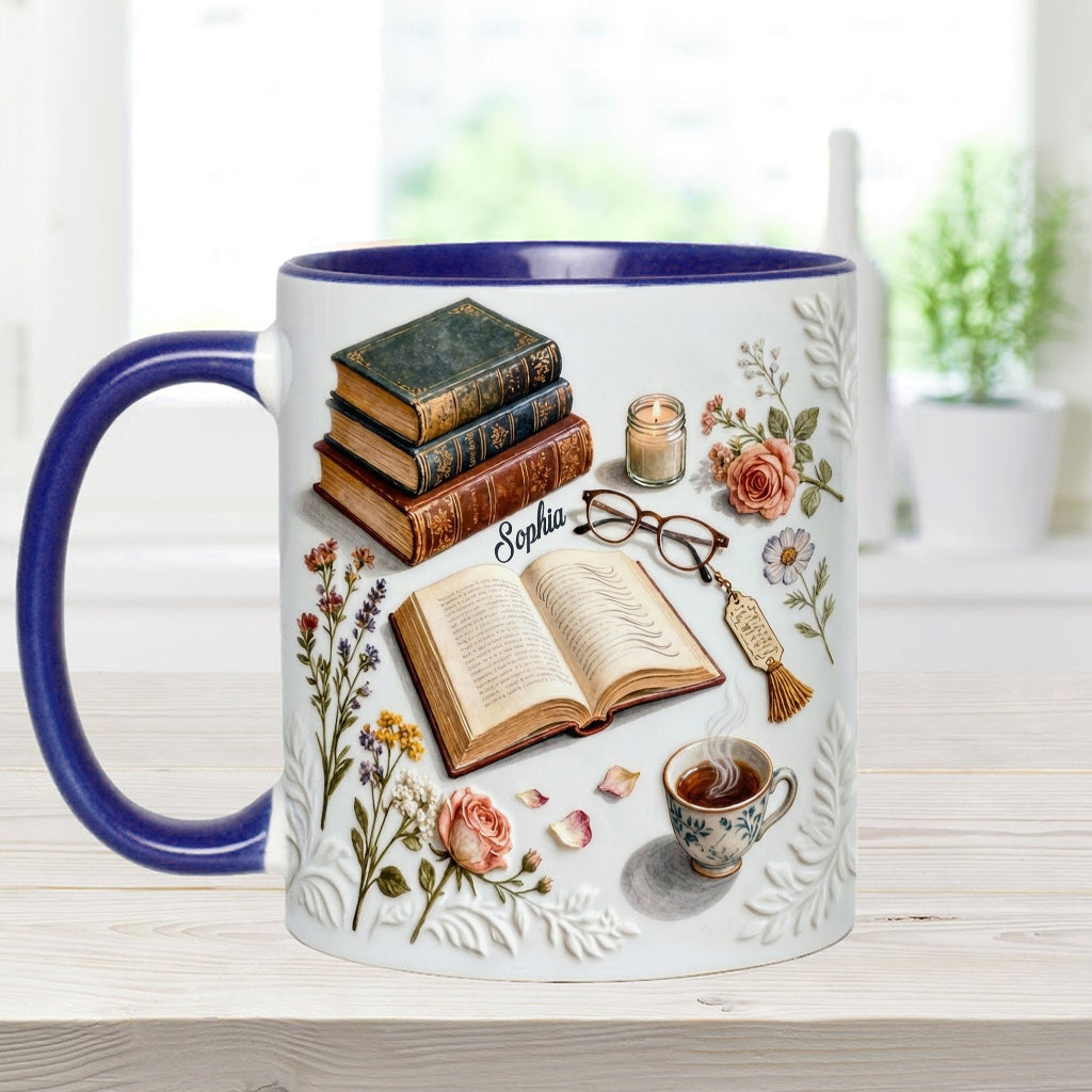 Just A Girl Who Loves Books - Personalized Book Accent Mug & Coaster