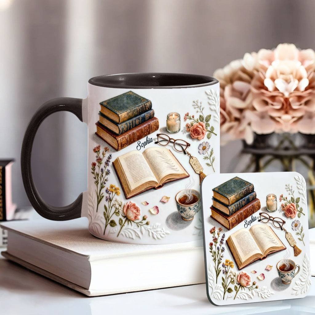 Just A Girl Who Loves Books - Personalized Book Accent Mug & Coaster