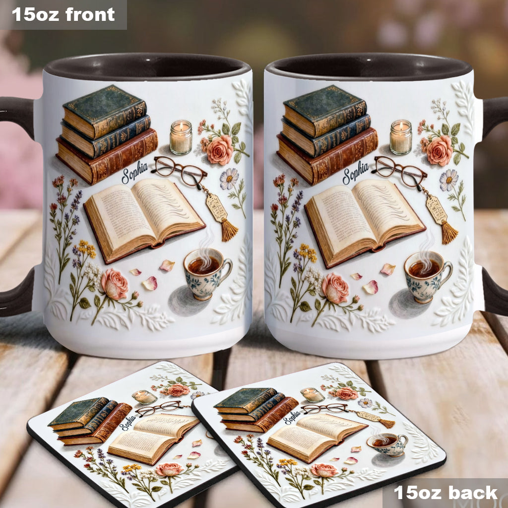 Just A Girl Who Loves Books - Personalized Book Accent Mug & Coaster