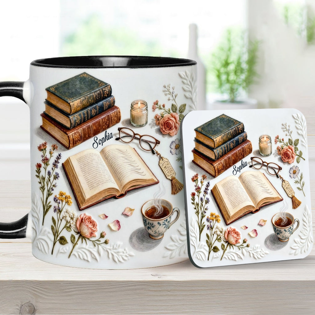 Just A Girl Who Loves Books - Personalized Book Accent Mug & Coaster
