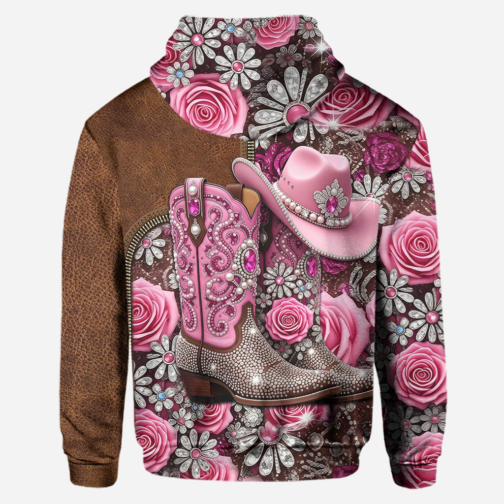 Glitter Cowgirl Boots - Personalized Cowgirl Hoodie and Leggings