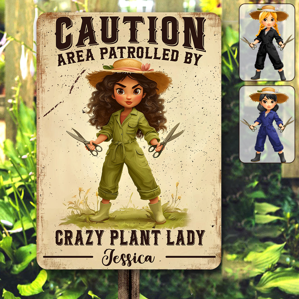 Crazy Plant Lady - Personalized Gardening Rectangle Metal Sign