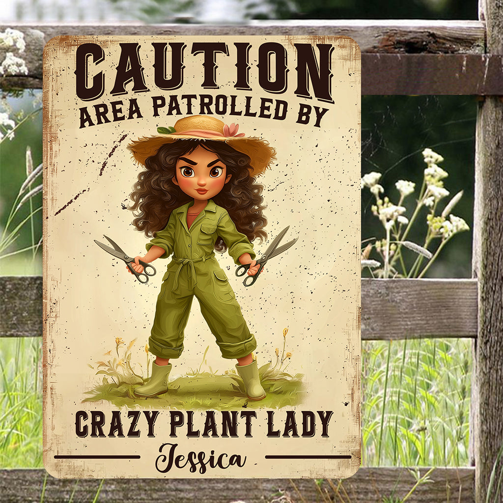 Crazy Plant Lady - Personalized Gardening Rectangle Metal Sign