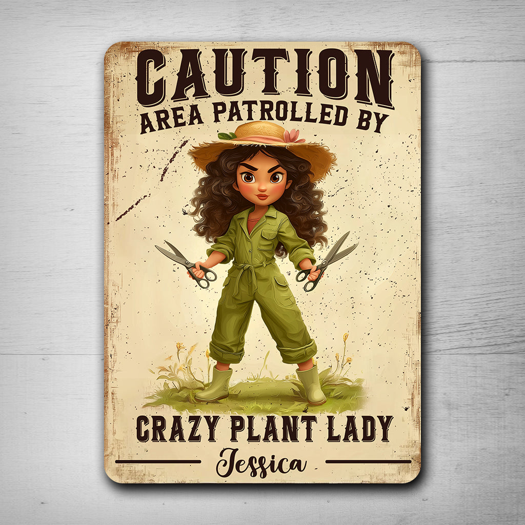 Crazy Plant Lady - Personalized Gardening Rectangle Metal Sign