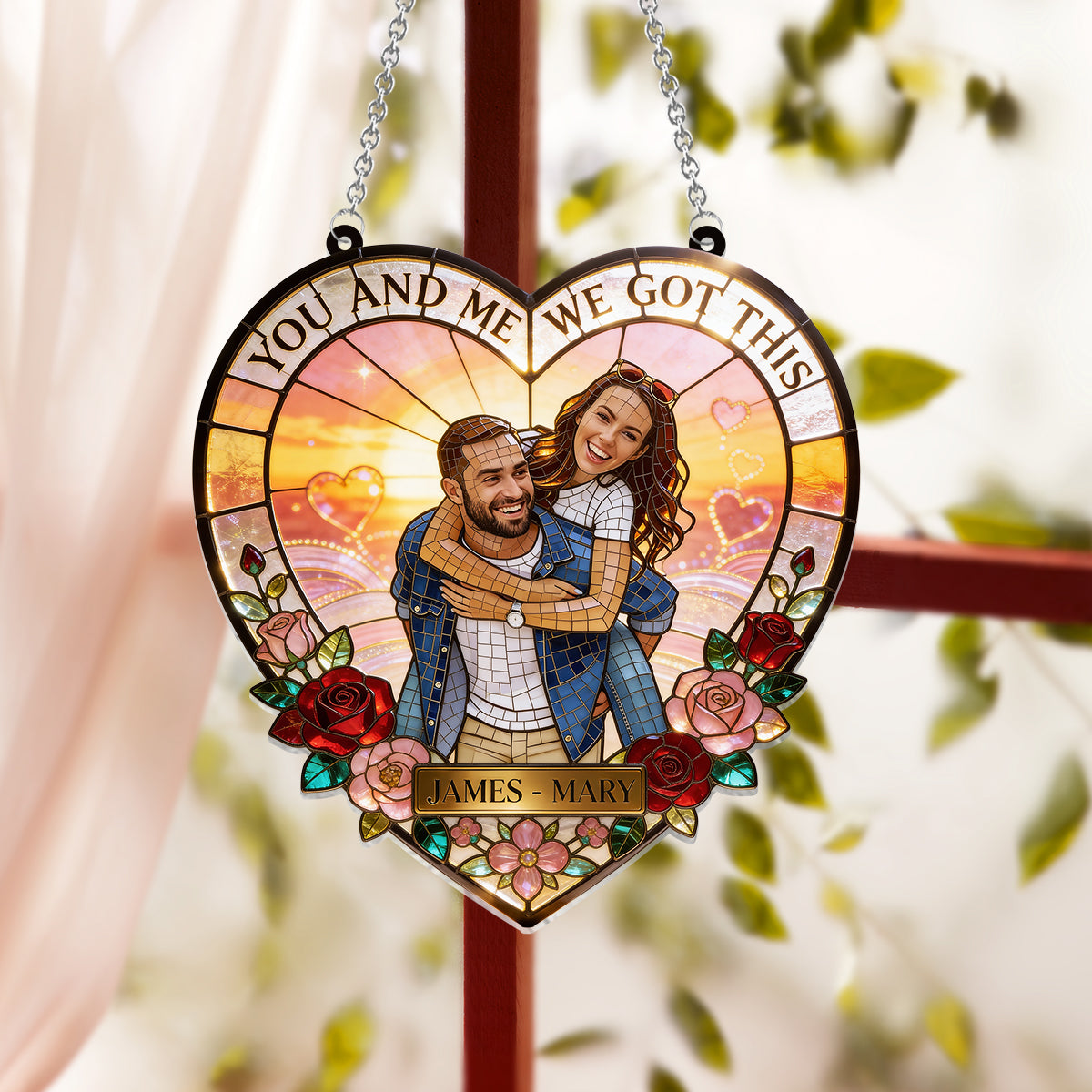 You & Me We Got This - Personalized Couple Window Hanging Suncatcher Ornament
