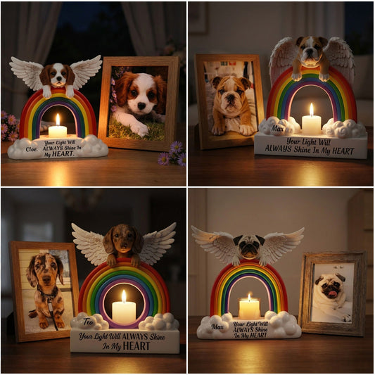 Your Light Will Always Shine In My Heart - Personalized Dog Candle Holder Sign