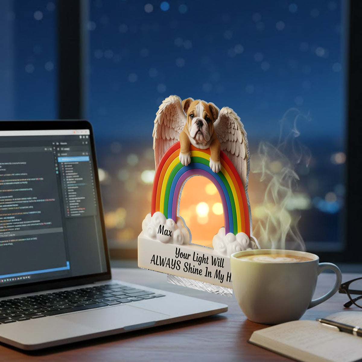 Your Light Will Always Shine In My Heart - Personalized Dog Candle Holder Sign