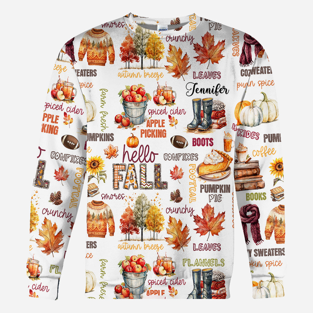 Hello Fall - Personalized Autumn All Over Shirt