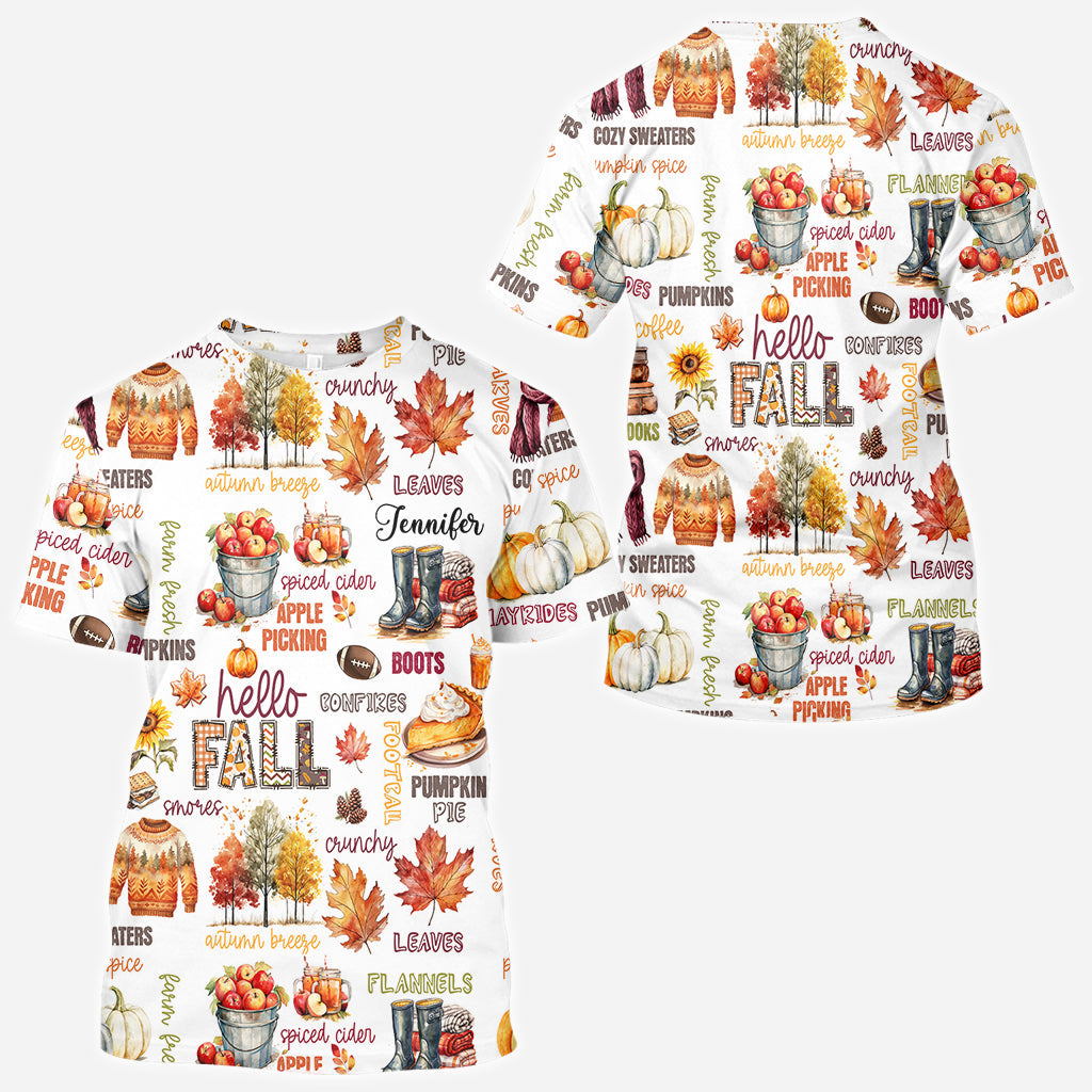 Hello Fall - Personalized Autumn All Over Shirt