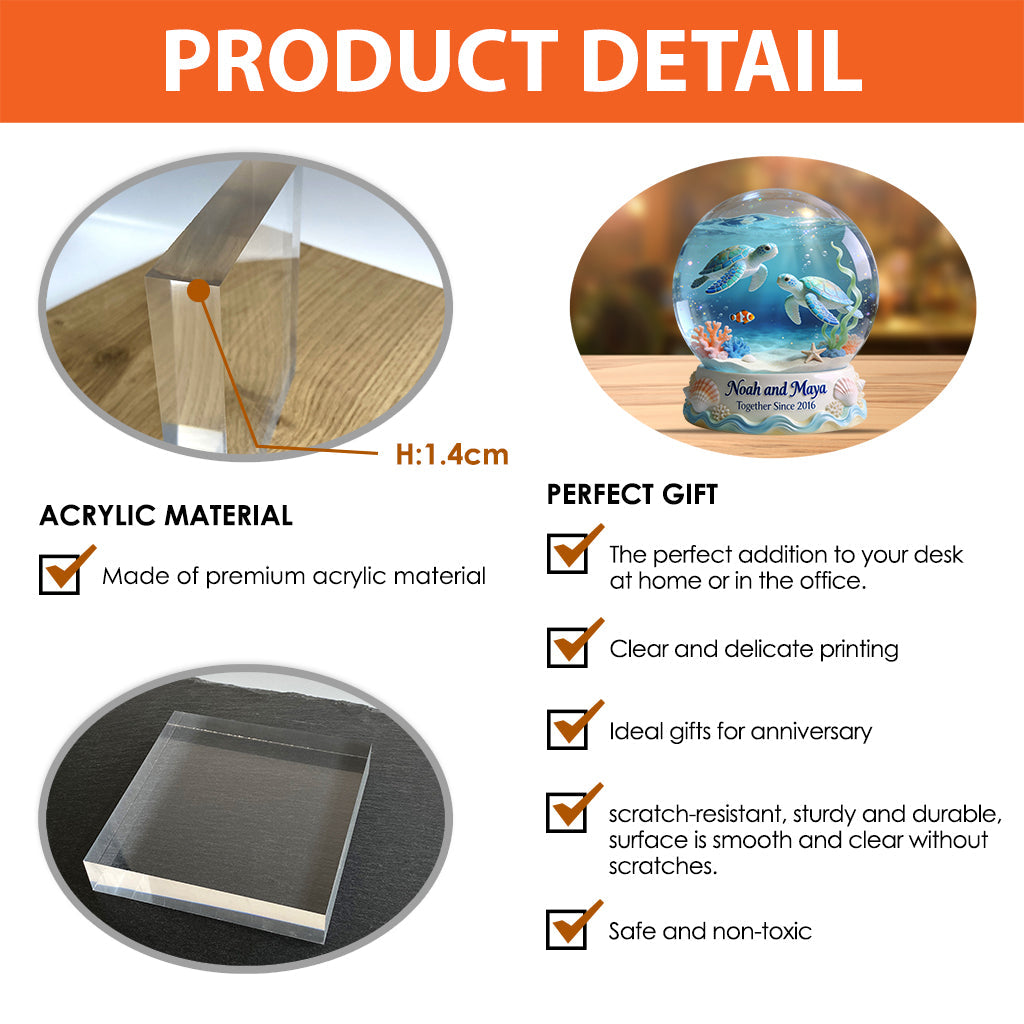 Turtle Couple - Personalized Turtle Custom Shaped Acrylic Plaque