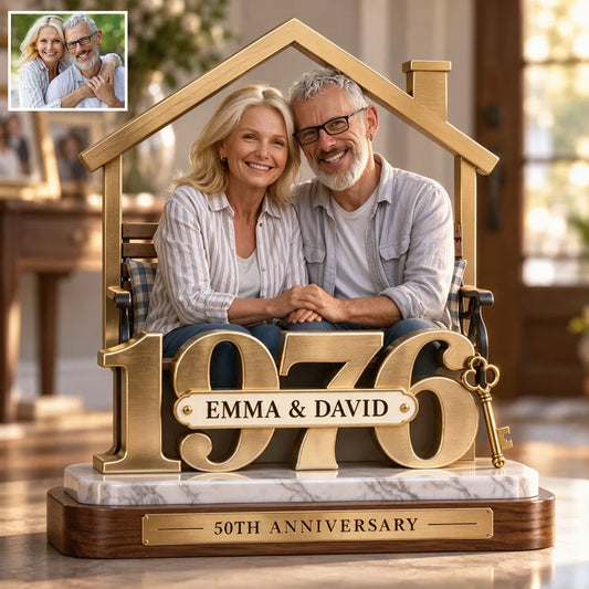Personalized Couple Gift, Romantic Anniversary Figurine for Husband Wife with Names and Date, Boyfriend Girlfriend Gift - Personalized Couple Custom Shaped Acrylic Plaque