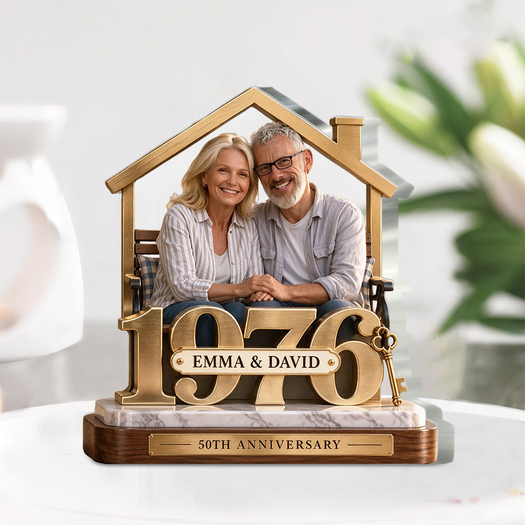 Personalized Couple Gift, Romantic Anniversary Figurine for Husband Wife with Names and Date, Boyfriend Girlfriend Gift - Personalized Couple Custom Shaped Acrylic Plaque