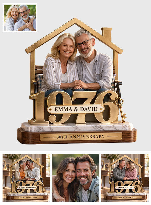 Personalized Couple Gift, Romantic Anniversary Figurine for Husband Wife with Names and Date, Boyfriend Girlfriend Gift - Personalized Couple Custom Shaped Acrylic Plaque
