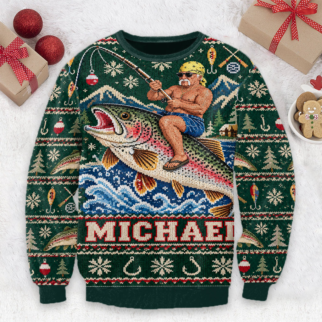 Riding On Fish Life - Personalized Fishing Ugly Sweater