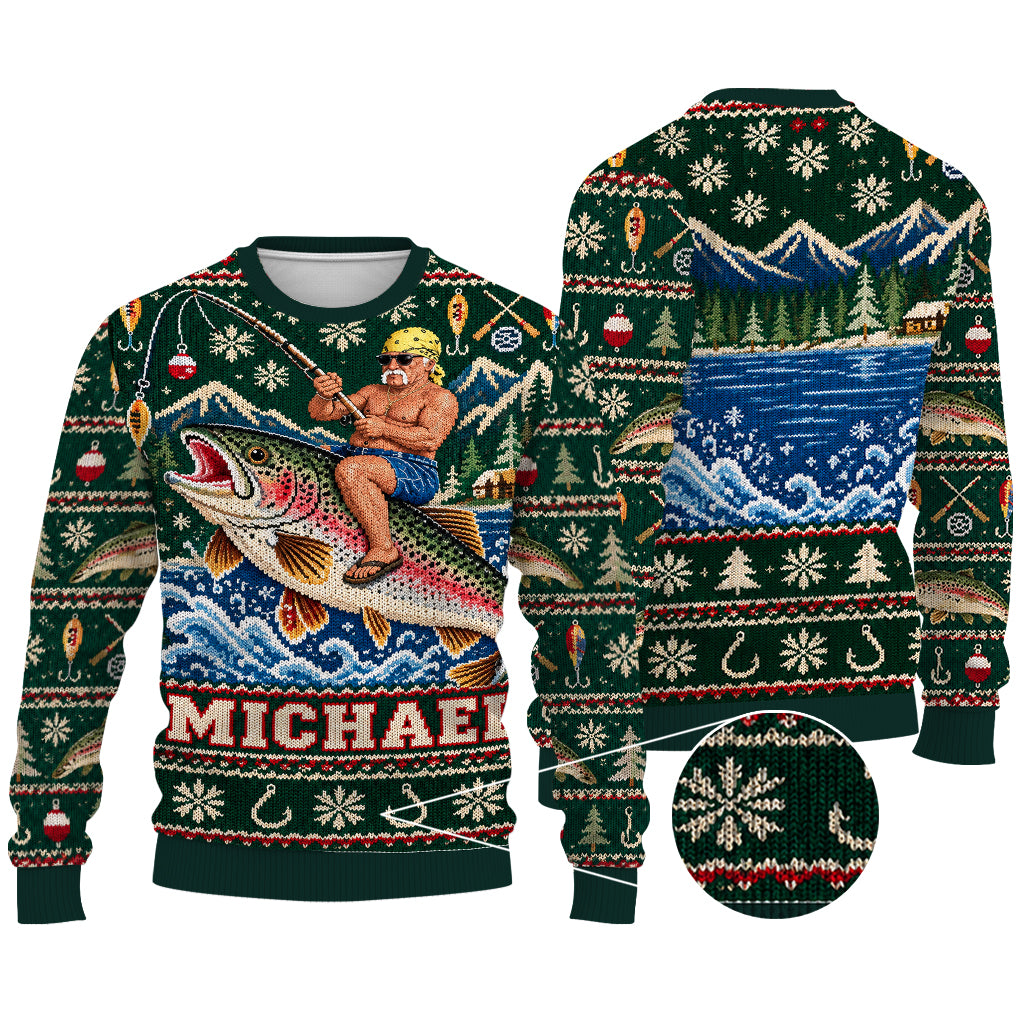 Riding On Fish Life - Personalized Fishing Ugly Sweater