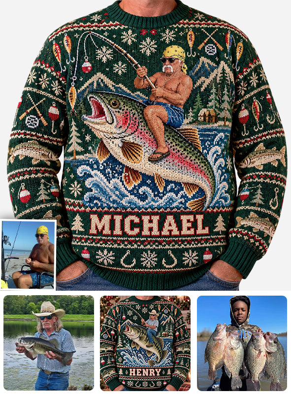 Riding On Fish Life - Personalized Fishing Ugly Sweater