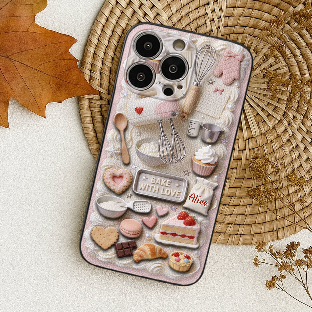 Bake With Love - Personalized Baking 3D Embossed Leather Phone Case