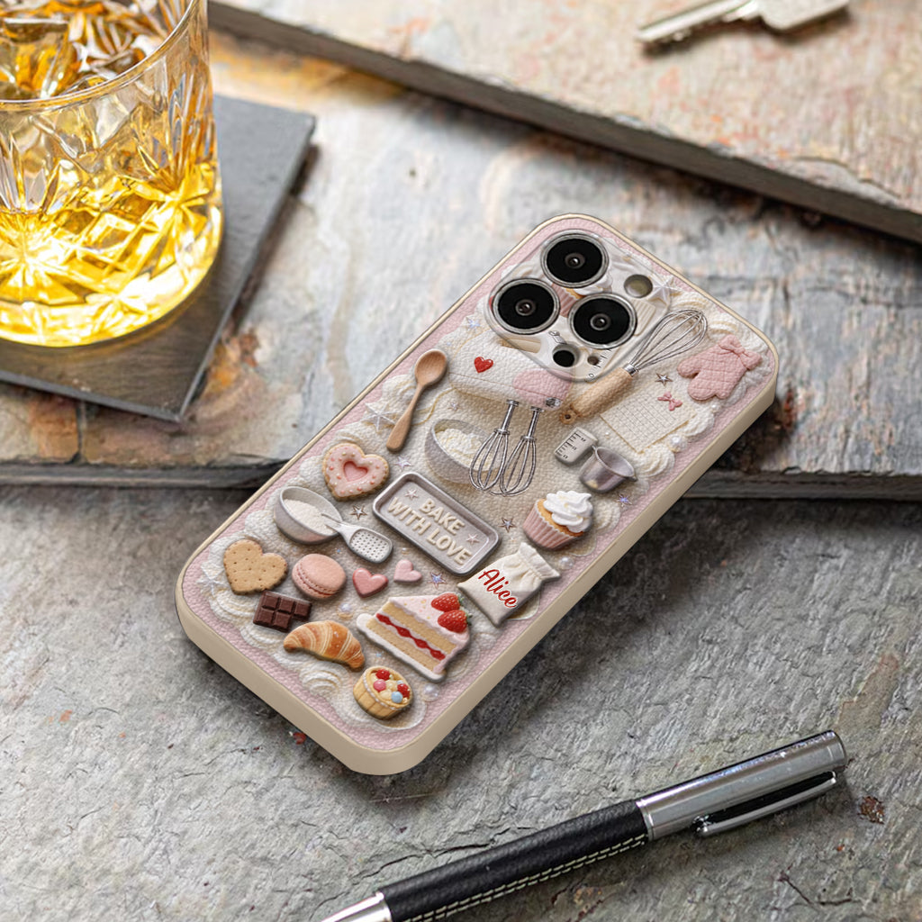 Bake With Love - Personalized Baking 3D Embossed Leather Phone Case