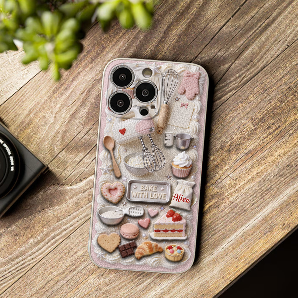 Bake With Love - Personalized Baking 3D Embossed Leather Phone Case
