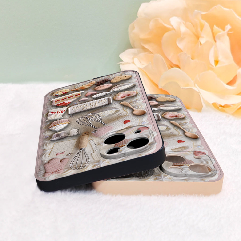 Bake With Love - Personalized Baking 3D Embossed Leather Phone Case