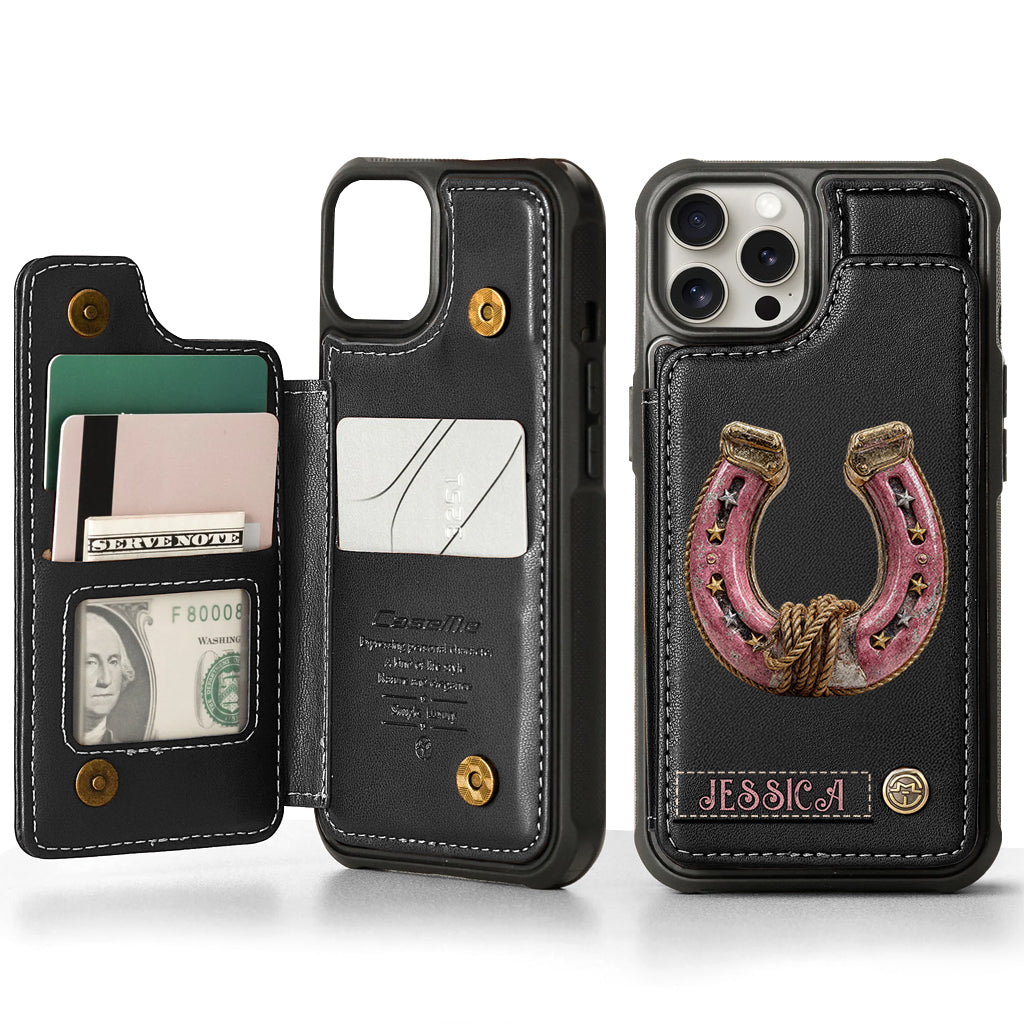 Horseshoe - Personalized Horse Wallet Phone Case