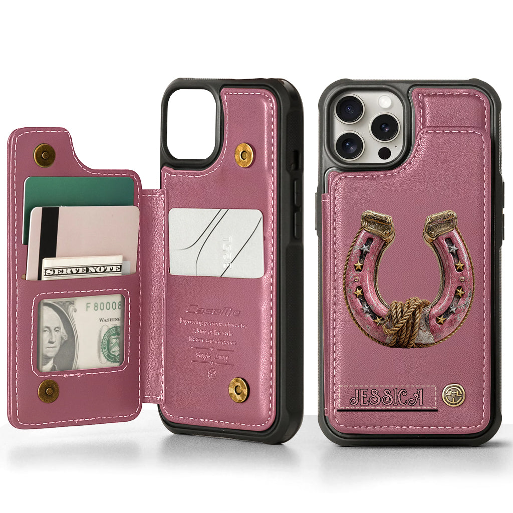 Horseshoe - Personalized Horse Wallet Phone Case